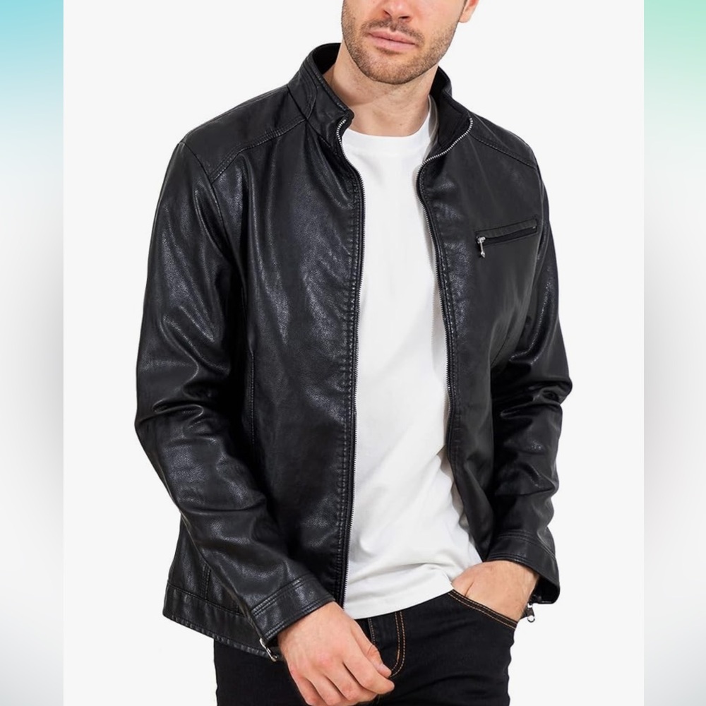 Men's Medium Black Faux Leather Jacket